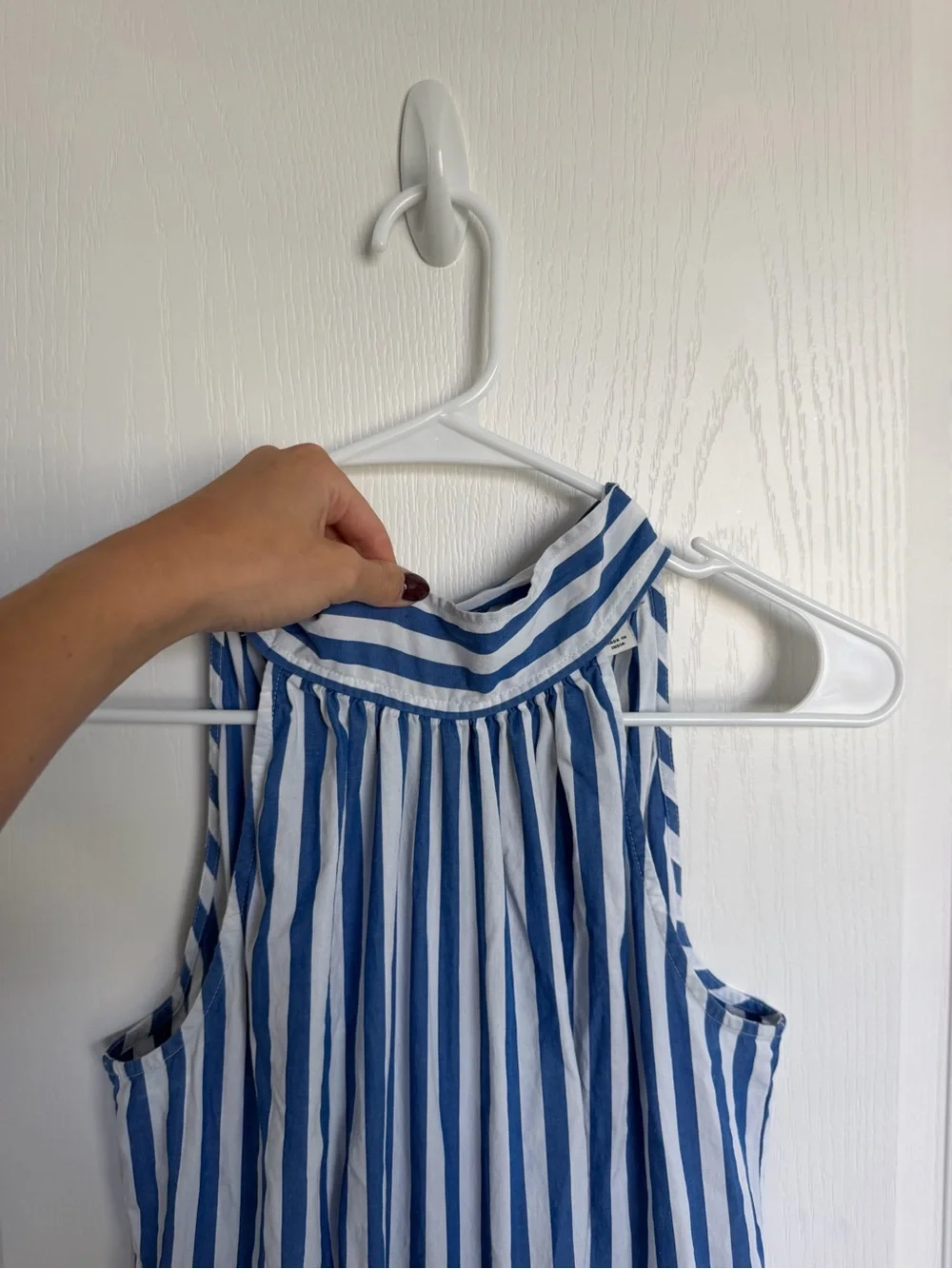J. Crew Blue and White Striped Sleeveless Jumpsuit